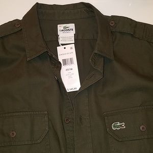 Lacoste lapel  khaki  cotton shirt